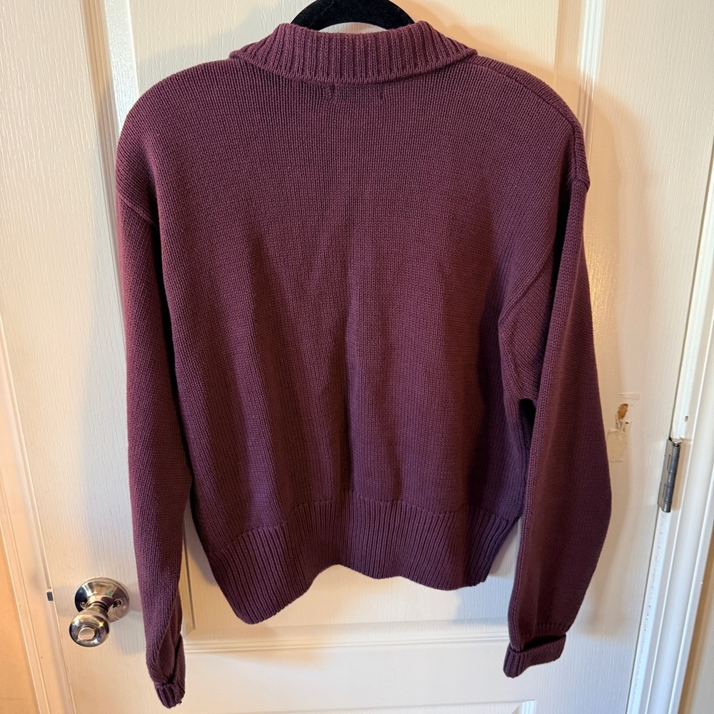 JEANNE PIERRE Women's Zip-Up Sweater in Rich Burgundy - Picture 6 of 10